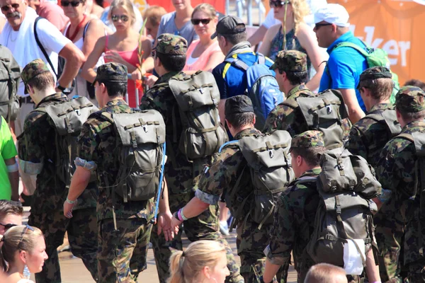 Army running with walking event — Stock Photo, Image