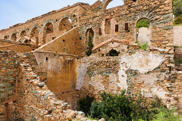 Old mine ruins in the area between Masua and Nebida on Sardinia island, Italy