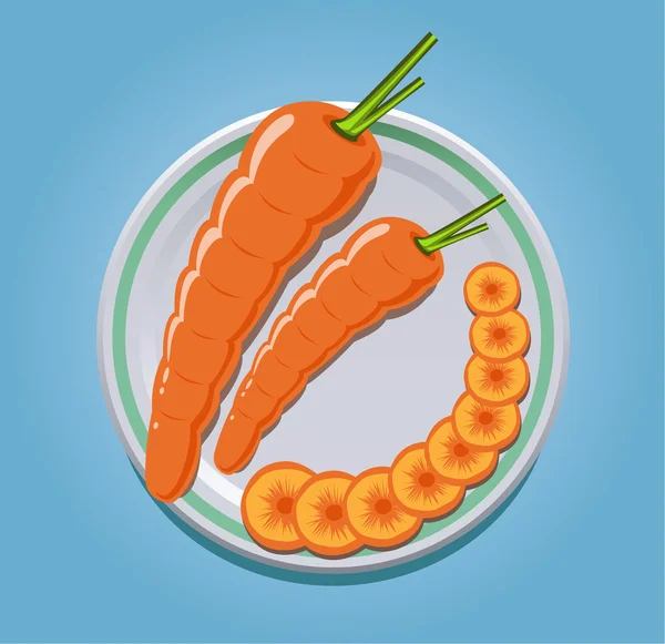 Carrots on a plate with slices — Stock Vector