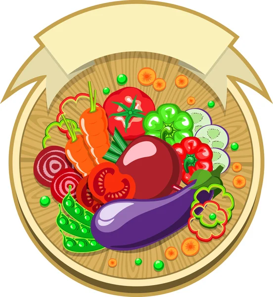 Vegetables sticker with ribbon — Stock Vector