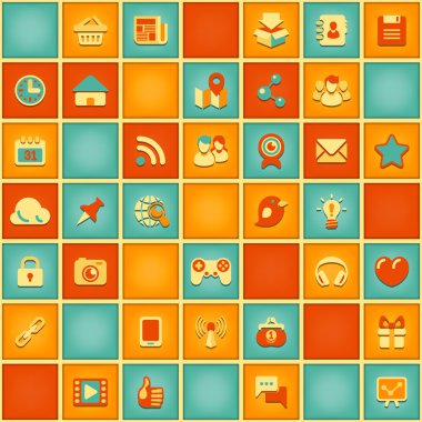 kare desen retro renkleri sosyal ağ