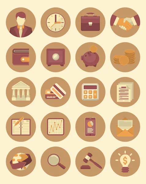 Iconos financieros y de negocios Brown Set — Archivo Imágenes Vectoriales