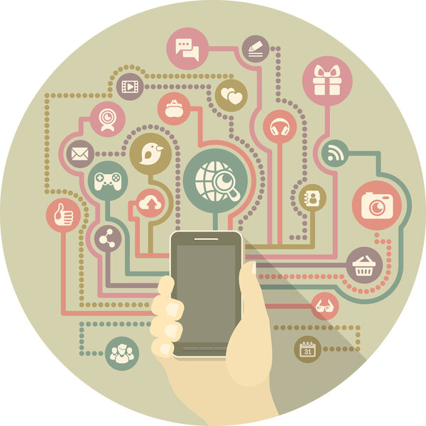 Современная коммуникация в социальных сетях с помощью смартфона
