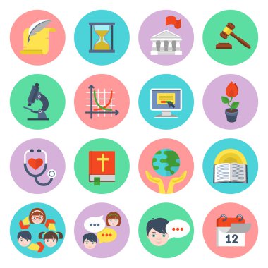 düz okul Icons set
