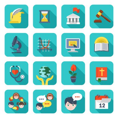 kare okul Icons set
