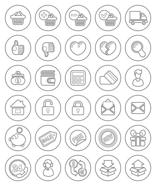 Aperçu des icônes du shopping — Image vectorielle