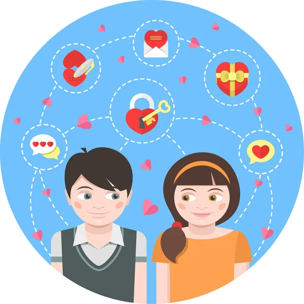 Dating ronde concept — Stockvector