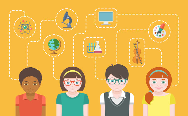 Дети с разными интересами
