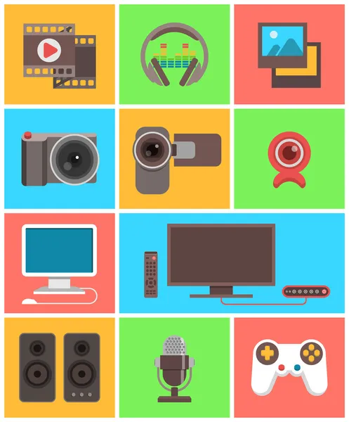 Multimedia icons — Stock Vector