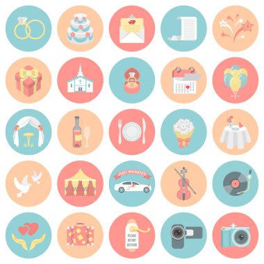 Organizasyon düğün yuvarlak simgeler