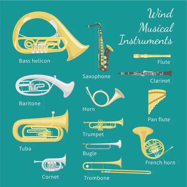 Instruments de musique à vent — Image vectorielle