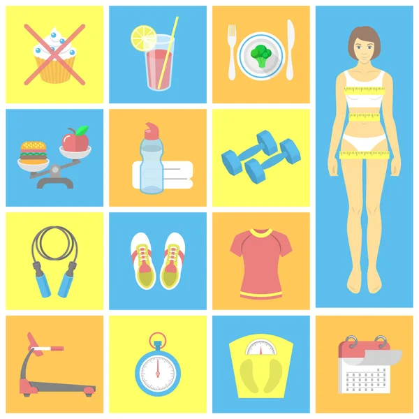 Fitness Icons — Stock Vector