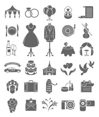 siluetas oscuras iconos de boda