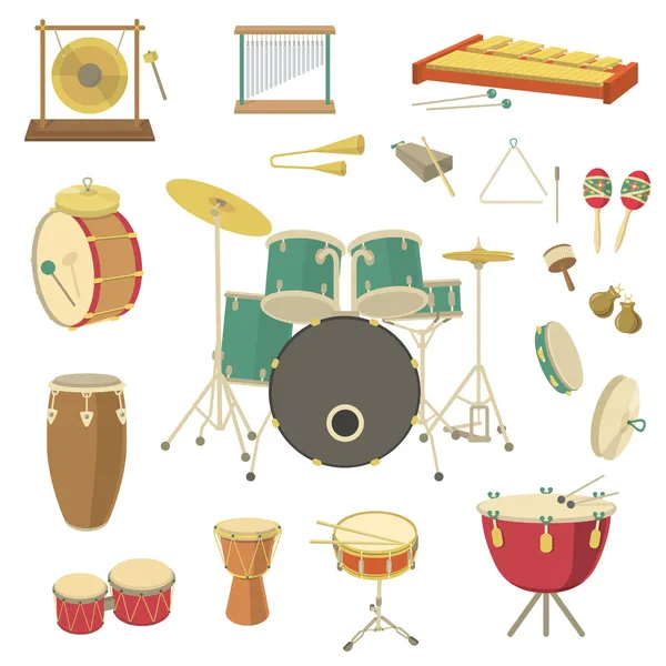 Instrumentos musicais de percussão — Vetor de Stock