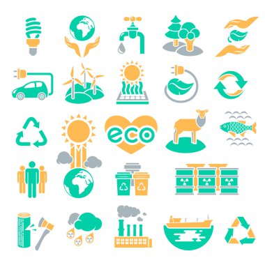 Eco Icons Silhouettes in Three Colors clipart