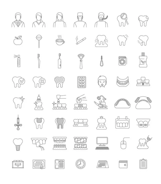 Dentistry Icons Thin Line Vector Signs Dental Clinic Services Oral — Image vectorielle