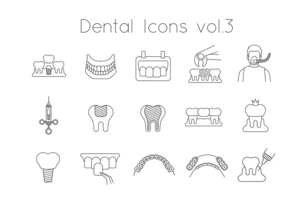 Dentistry Icons Thin Line Vector Signs Dental Clinic Services Oral — Vetor de Stock