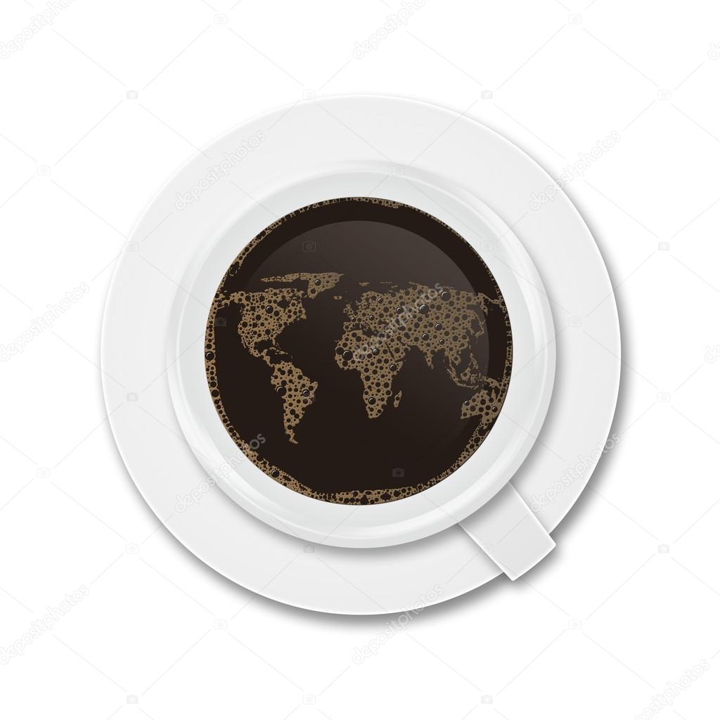 Coffee cup map world