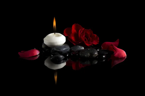 Candle stones flower — Stock Photo, Image