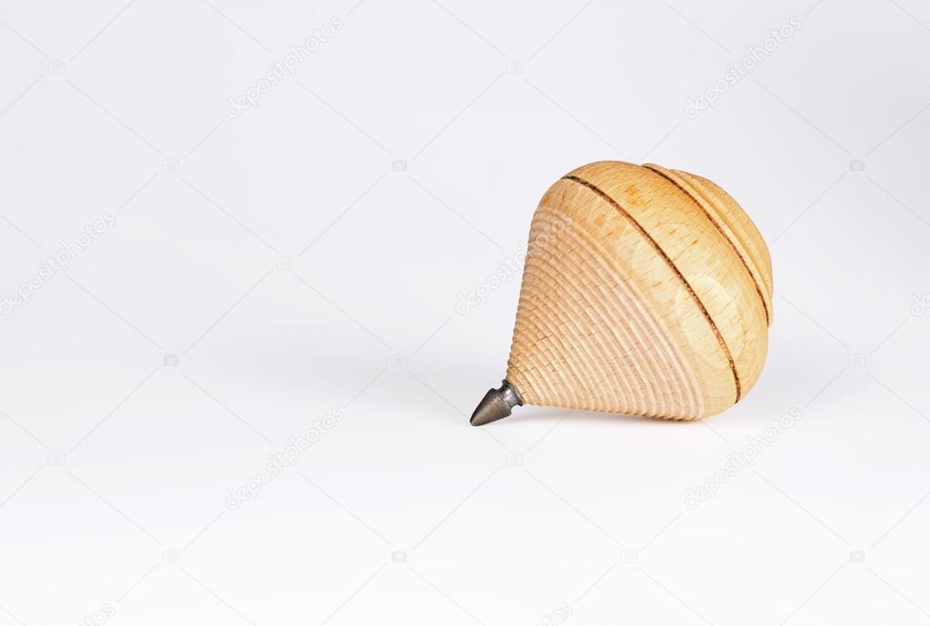 Wooden spinning top close up