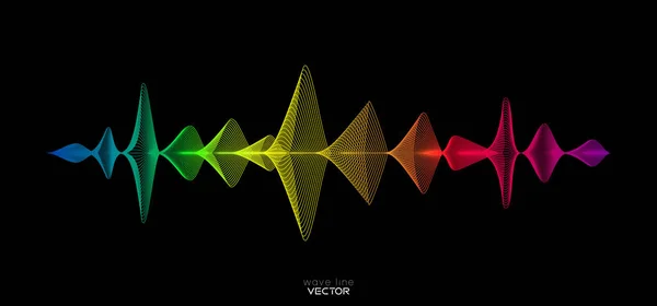 Ljudvågor Equalizer Multicolor Svart Bakgrund Vektor Format — Stock vektor
