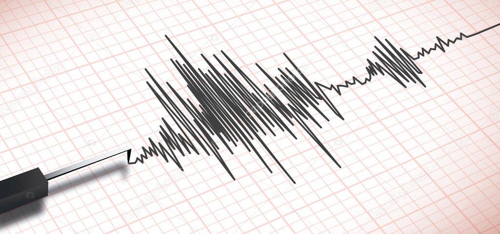 Close up of an earthquake seismograph machine in vector format