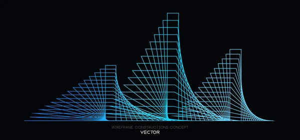 Abstrakta Konstruktioner Wireframe Effekt Svart Bakgrund Vektor Format — Stock vektor