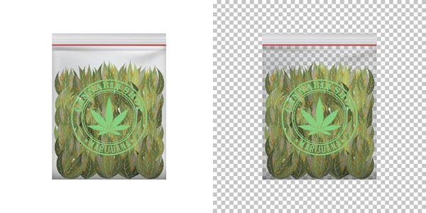 现实的大麻芽 塑料袋包装模型 病媒格式 — 图库矢量图片