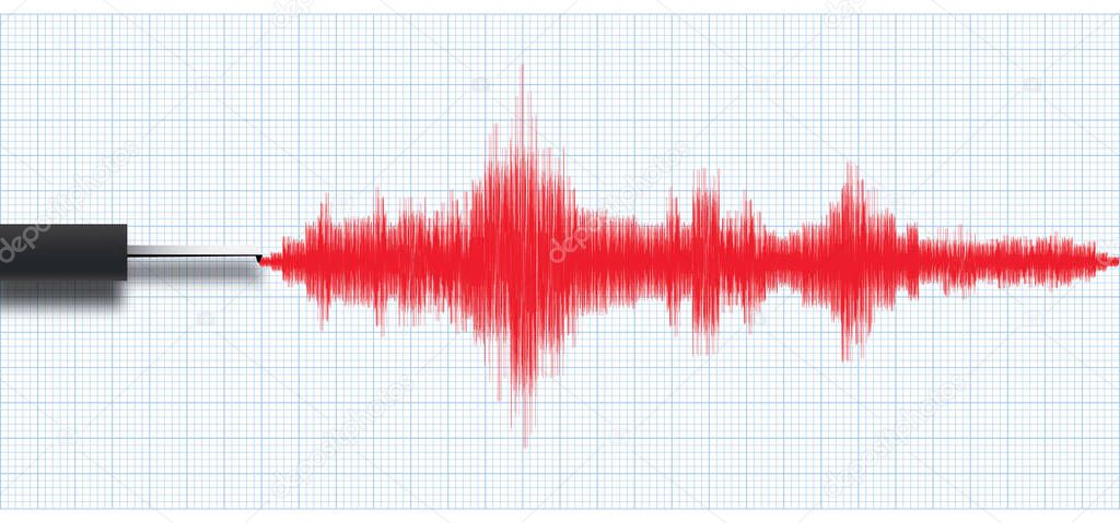 Close up of an earthquake seismograph machine in vector format