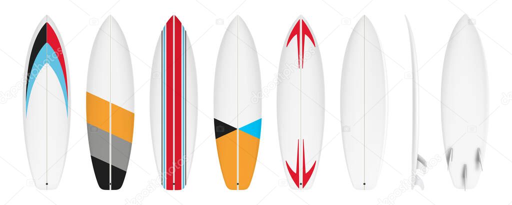 Surfboard set custom design isolated on white background in vector format