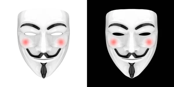Máscara Vendetta Símbolo Movimento Anônimo Hacktivismo Isolado Fundo Preto Branco — Fotografia de Stock