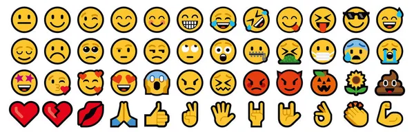 Набор Emoji Emoticon Векторном Формате — стоковый вектор