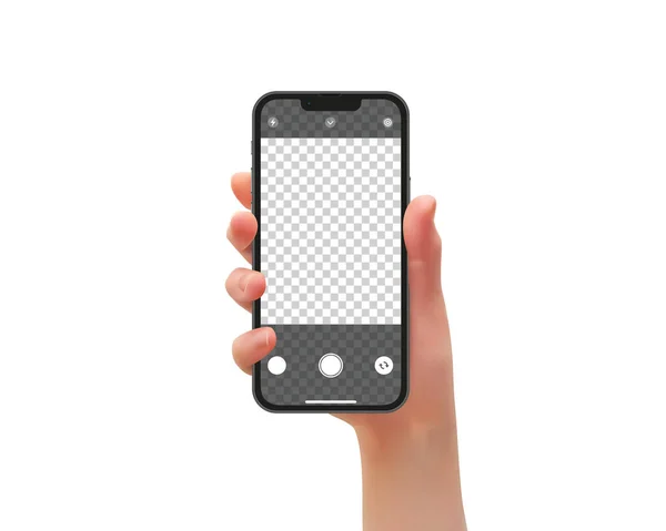 Woman Hand Holding Phone Shoot Selfie Vector Illustrator — Stockvektor