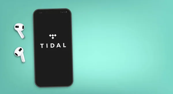 Мобильный Телефон Приложением Tidal Векторном Формате — стоковый вектор