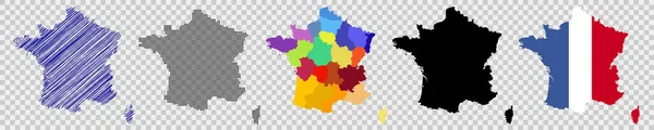 Map France Set Vector Format — Stock Vector