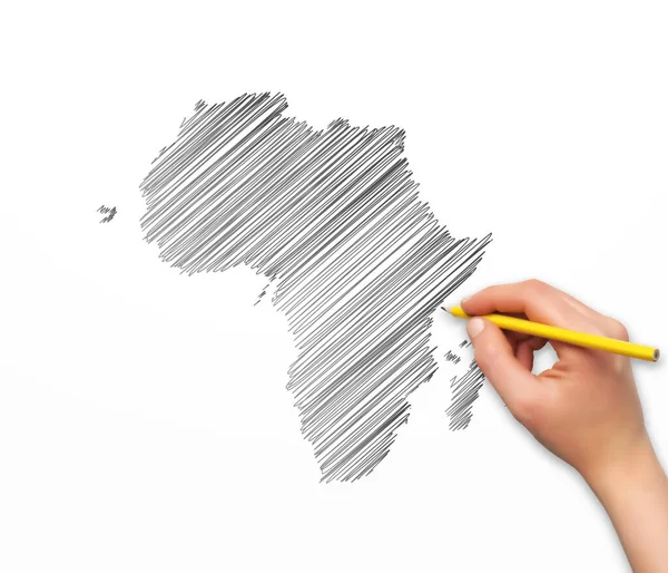 鉛筆でアフリカ地図をベクトル形式で描き — ストックベクタ