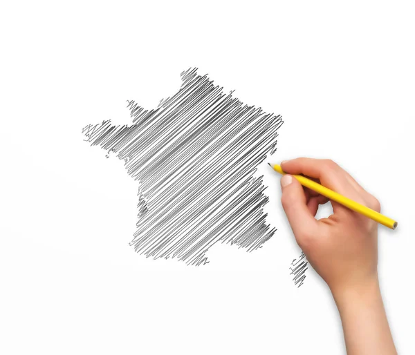 Ručně Tužkou Kreslení Francie Mapa Vektorovém Formátu — Stockový vektor