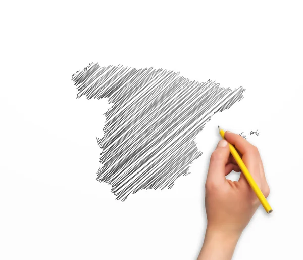 Ručně Kreslenou Tužkou Mapu Španělska Vektorovém Formátu — Stockový vektor
