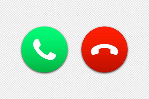 Telefon düğmeleri vektör biçiminde şeffaf arkaplanda izole edilmiş simgeyi kabul et ve reddet