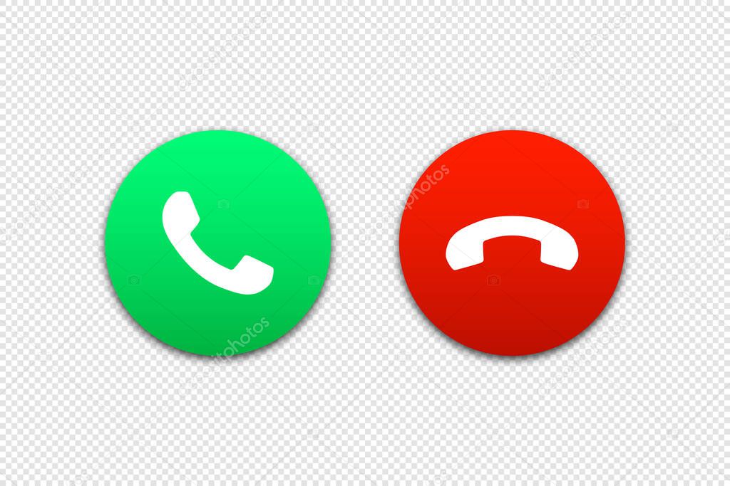 Call phone buttons accept and decline icon isolated on transparent background in vector format