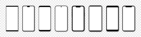 ベクトル形式の空白の画面でスマートフォンのモックアップのセット — ストックベクタ