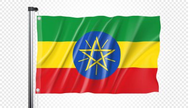 Vektör biçiminde şeffaf bir arkaplan üzerinde Etiyopya bayrağı
