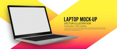 Realistic laptop mockup template in vector format