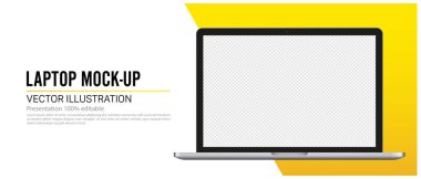 Realistic laptop mockup template in vector format