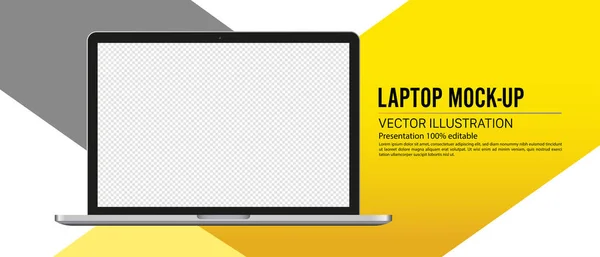 Реалистичный Шаблон Макета Ноутбука Векторном Формате — стоковый вектор