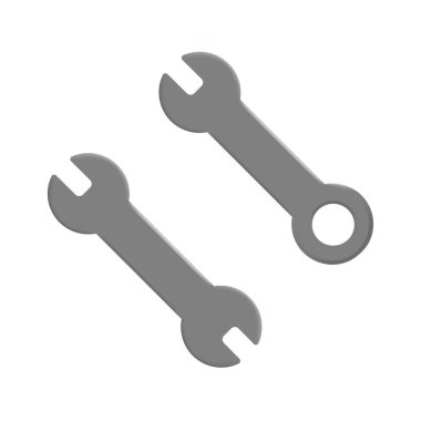 3D cartoon style wrench set in grey color with shadow and highlight. Vector illustration