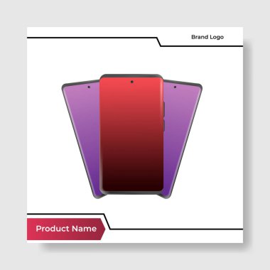 Geometrik kare sosyal medya afiş düzeni, reklam satış şablonu için ürün arkaplan arkaplan görüntüsü gradyan kırmızı renkte. vektör tasarımı