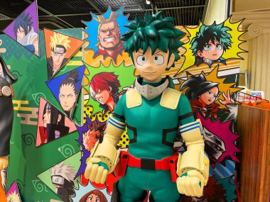 Tokyo, Japonya - 5 Şubat 2022: Anime ve Manga 'dan Midoriya Izuku Deku figürü