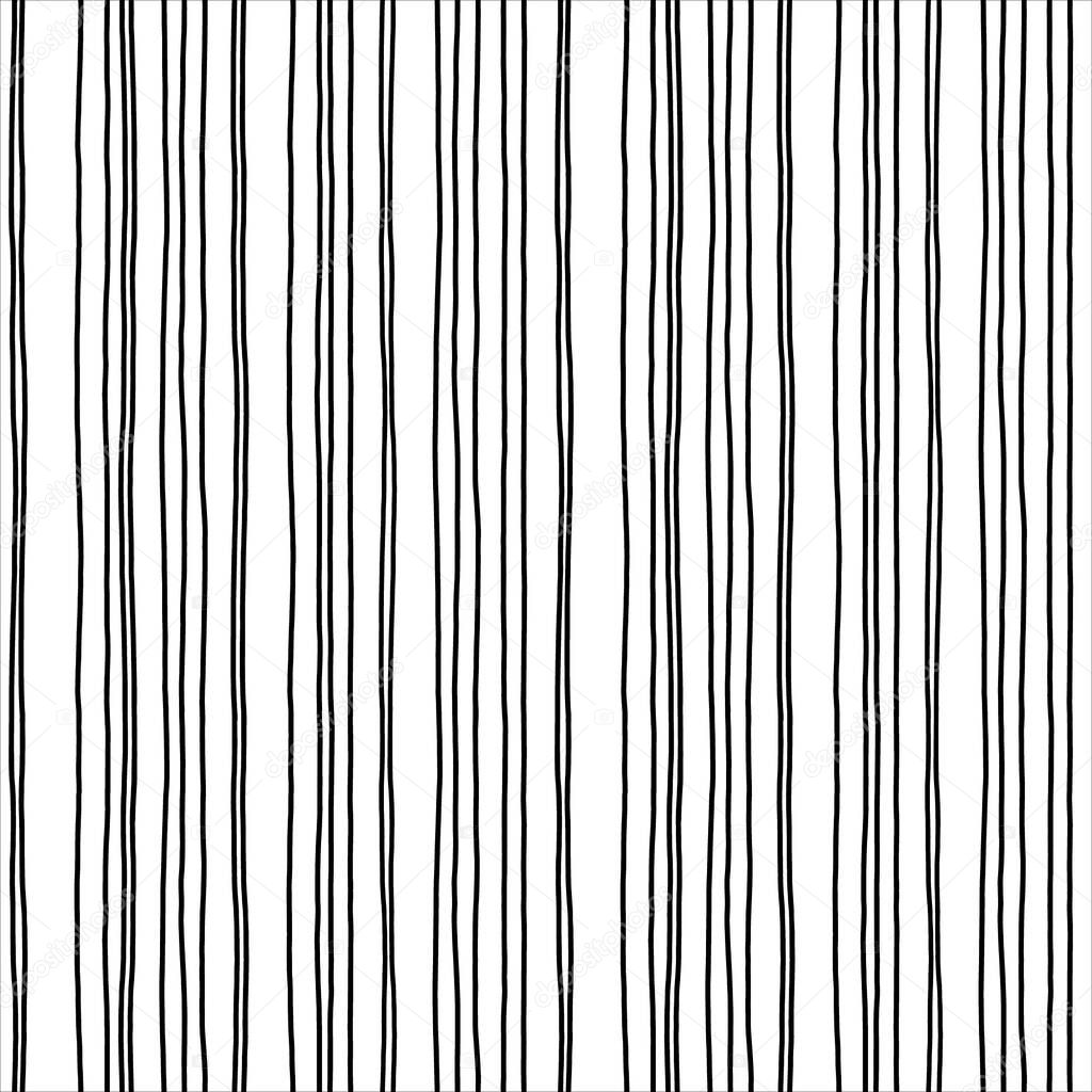 Seamless background. Black vertical lines isolated on a white background. Ethnic ornament. Texture for textiles, wrapping paper, upholstery and web. 