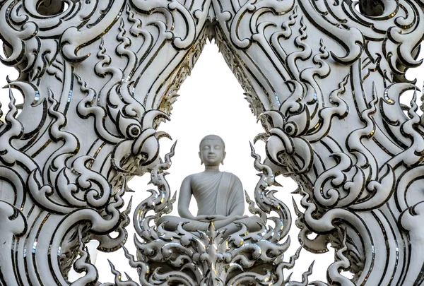 Socha Buddhy, wat rong khun, provincii chiang rai, Thajsko Stock Snímky